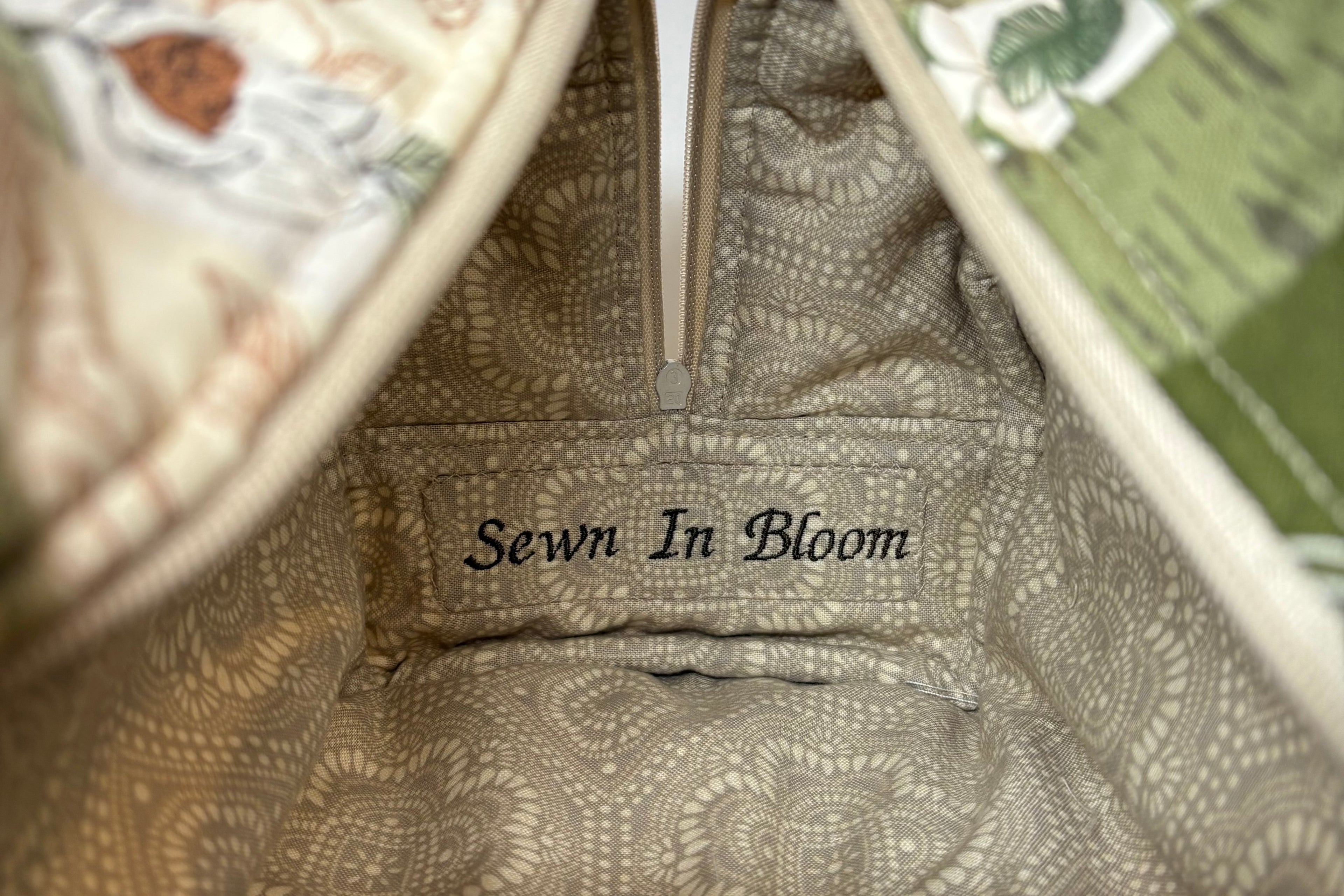 Sage Floral Large Makeup Bag