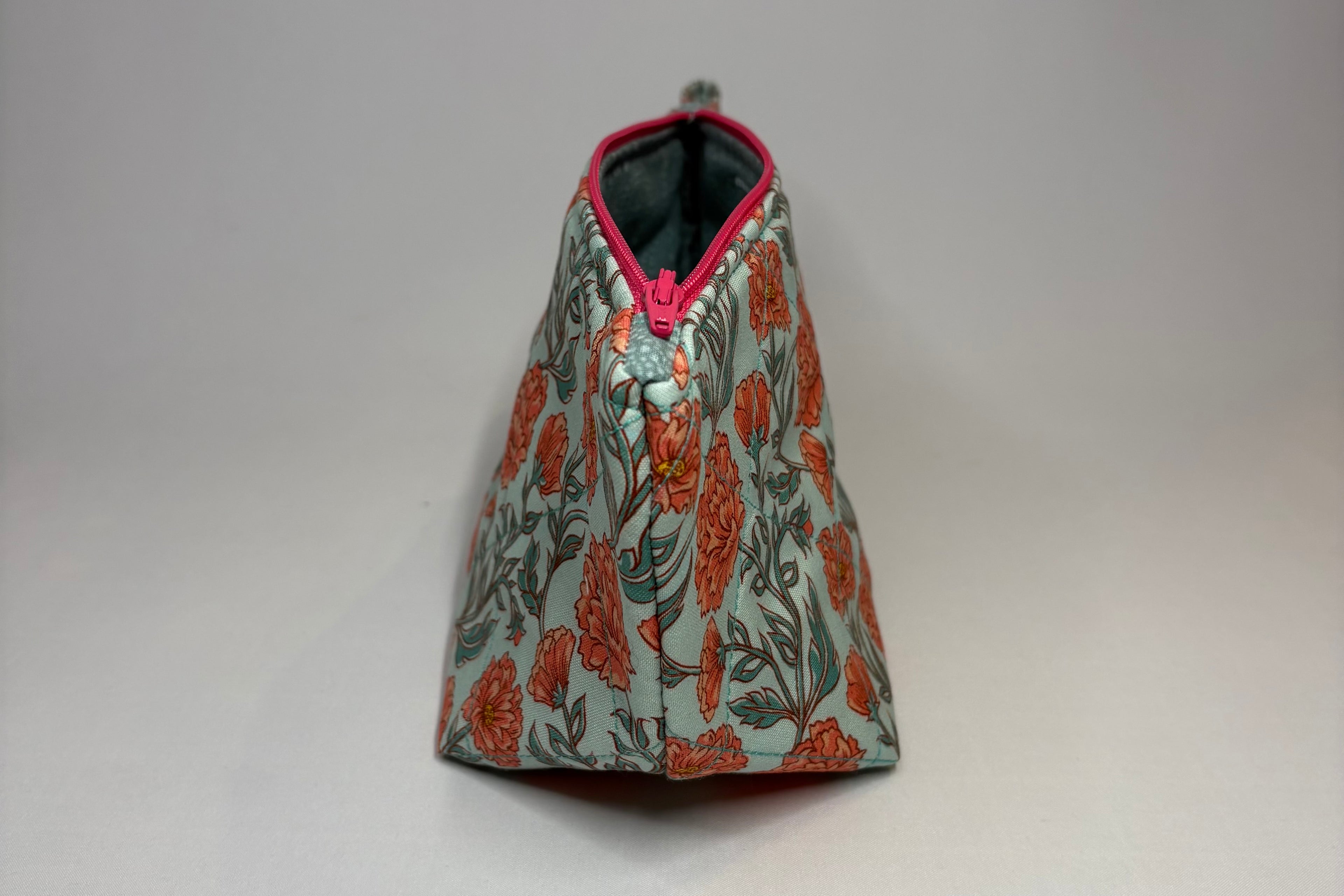Teal Carnation Quilted Pouch